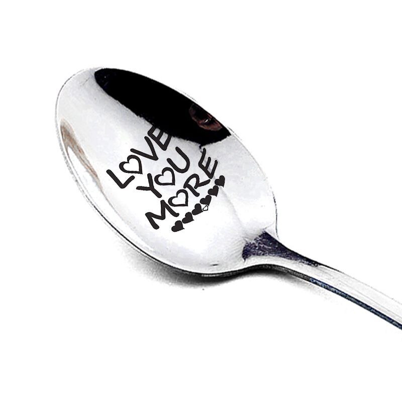 Vajilla de cocina creativa, cuchara de acero inoxidable con mango largo, cuchara grabada, vajilla decorativa para aniversario de bodas: A4