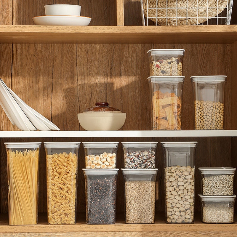500-1500ML Airtight Cans Grain Storage Box Household Kitchen Food Grade Nuts Beans Grain Plastic Storage Storage Tanks Style