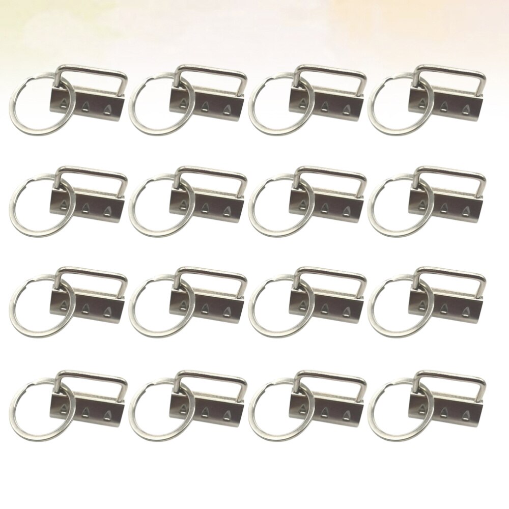 25/50Pcs DIY Fabric Hardware Key Chain Fob Wristlet Hardware with Key Ring for Lanyard Luggage Strap Accessories（25mm, Silver)