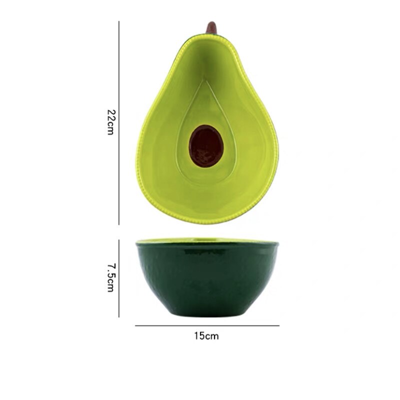 Vajilla de cerámica creativa de estilo nórdico, plato de cena con forma de Cactus y zanahoria, tazón de desayuno, plato de aperitivos para el hogar, plato de ensalada de fruta: Avocado Bowl L