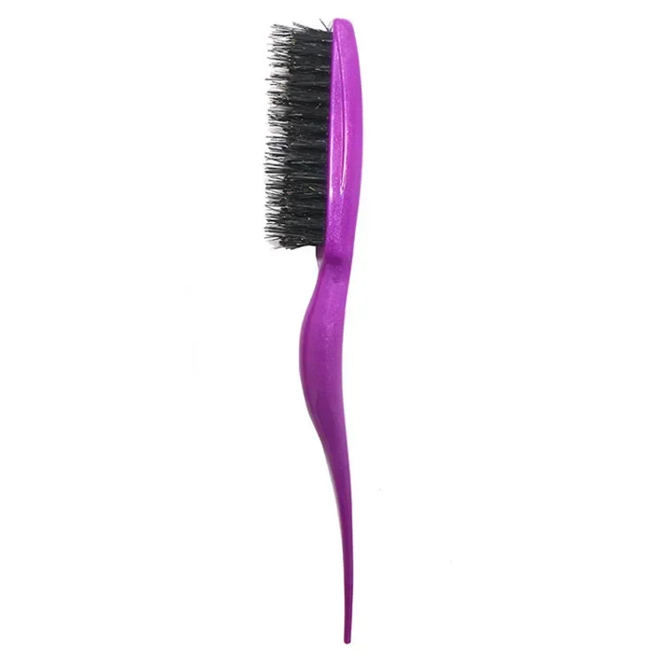 Salon Teasing Back Hair DIY Brushes Boar Bristle Wood Slim Line Comb Hairbrush Extension Hairdressing Styling Tools: PURPLE