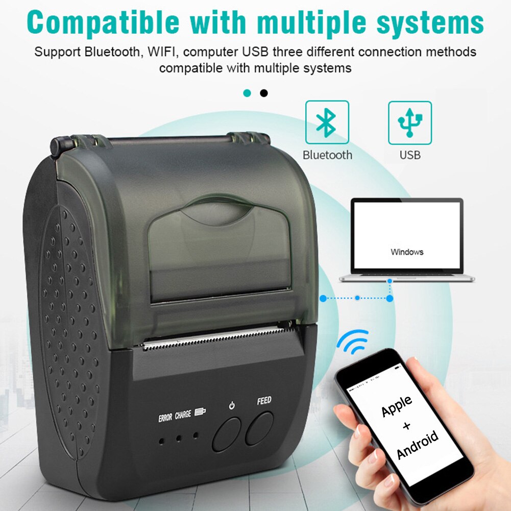 58mm Bluetooth 4.0 Printer Barcode Receipt Thermal Printer for Android iOS