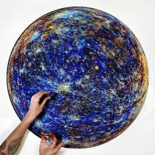 ! 1000 Pieces Jigsaw Puzzle Circular Round Space Universe Puzzle Kids Adult Educational Toy Children Home Decoration: Mercury