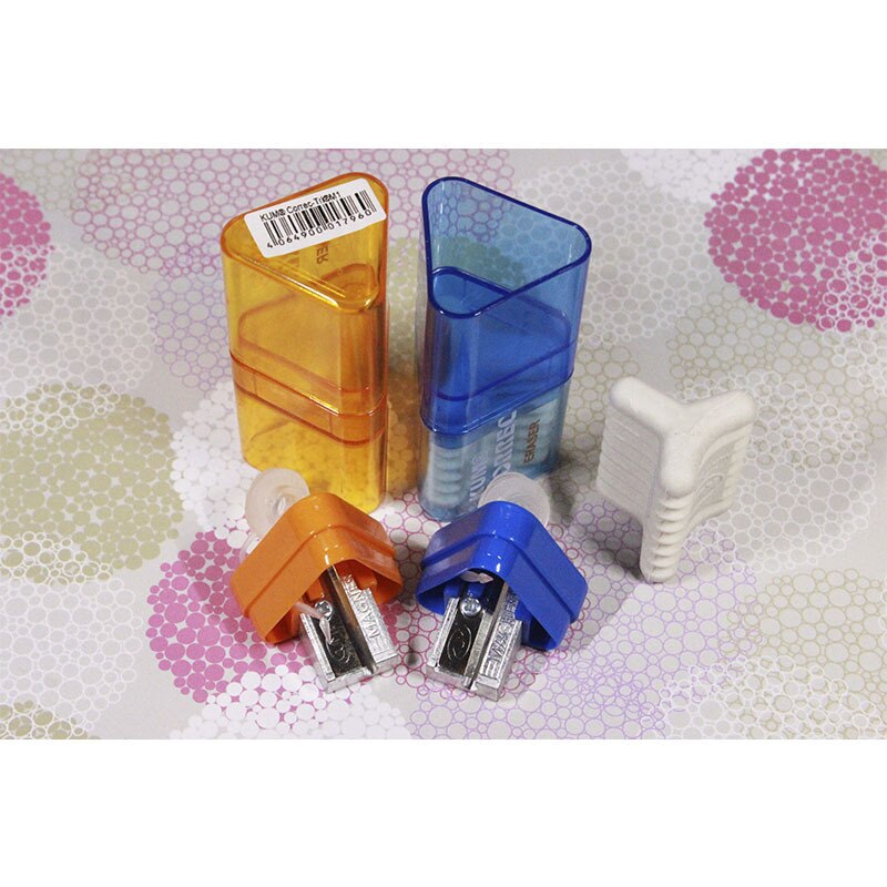 Kumcorrec-tri M1-sacapuntas triangular de Metal y magnesio con Borrador de varios ángulos, suministros escolares portátiles, 1 ud.