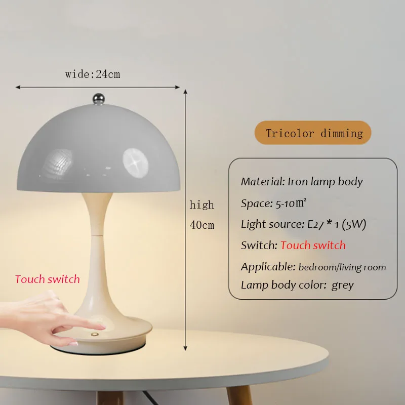 Nordic Danish Table Lamp Home Bedroom Bedside Light Lantern Medieval Dimming Touch Night Light Decor Desk Lamp: Silver