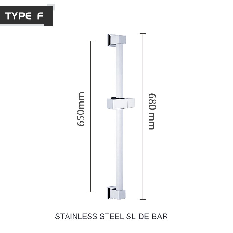 Shower Head Sliding Bar Wall Mount Shower Rail Slide Bar Silver Chrome Finished Adjustable Hand Hold Bracket Bathroom Shower Rod: F Slide Bar Only