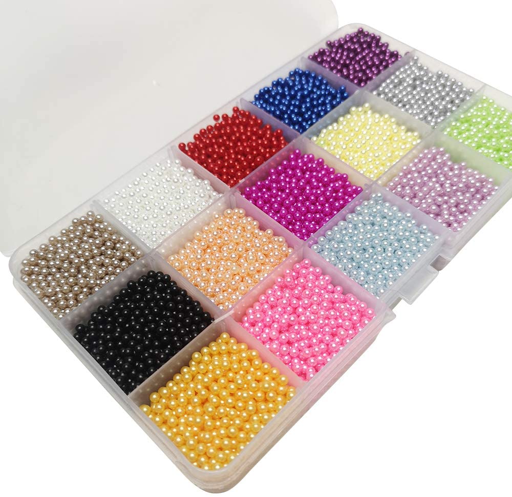 Surtido de 15 colores, 1050-12000 piezas, 2,8/4/5/6mm, sin agujero, bola redonda, abalorios para álbum de recortes, decoración artesanal + caja de plástico