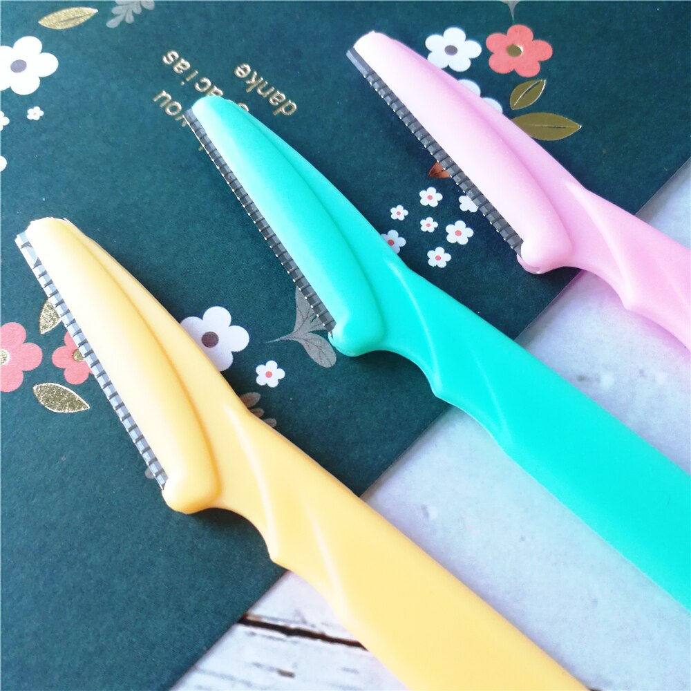 Afeitadora de cejas para mujer, cortador de vello Facial, afeitadora de cejas, cuchillo de maquillaje, cuidado Facial, 3 unids/set por Set