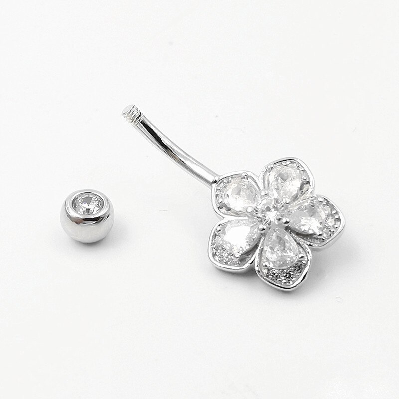 Bloem Navel Navel Piercing Ringen Bulk 925 Sterling Silver Body Sieraden Voor Vrouwen Fijne Zomer Accessoires Romantische