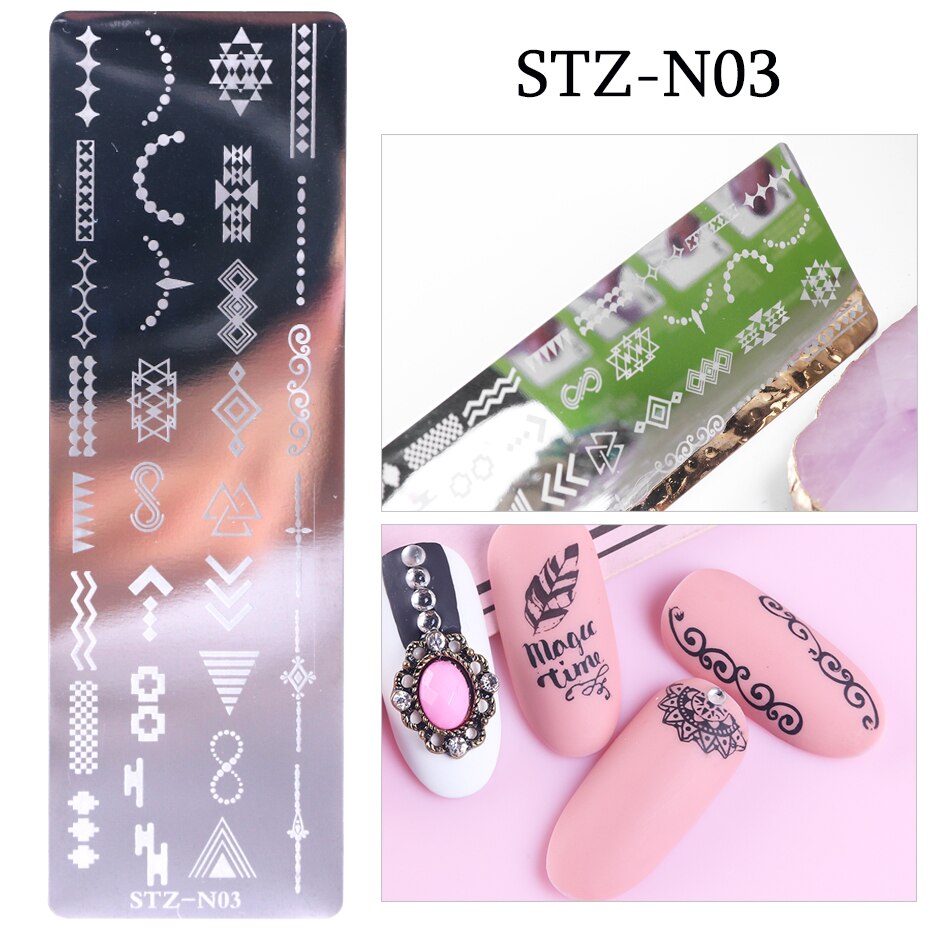 1 stücke Nagel Stanzen Platten Blume Blatt Geometrie Tiere Bild Stempel Vorlagen Dreamcatch N01-12Maniküre Drucken Schablone Werkzeuge: STZ-N03