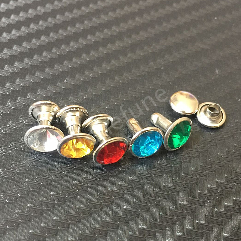 20 Pcs 7 Mm 8 Kleuren Rhinestone Klinknagels Jeans Tassen Schoenen Craft Decoratieve Spikes En Studs Nagels Accessoires Voor Diy lederen Decor