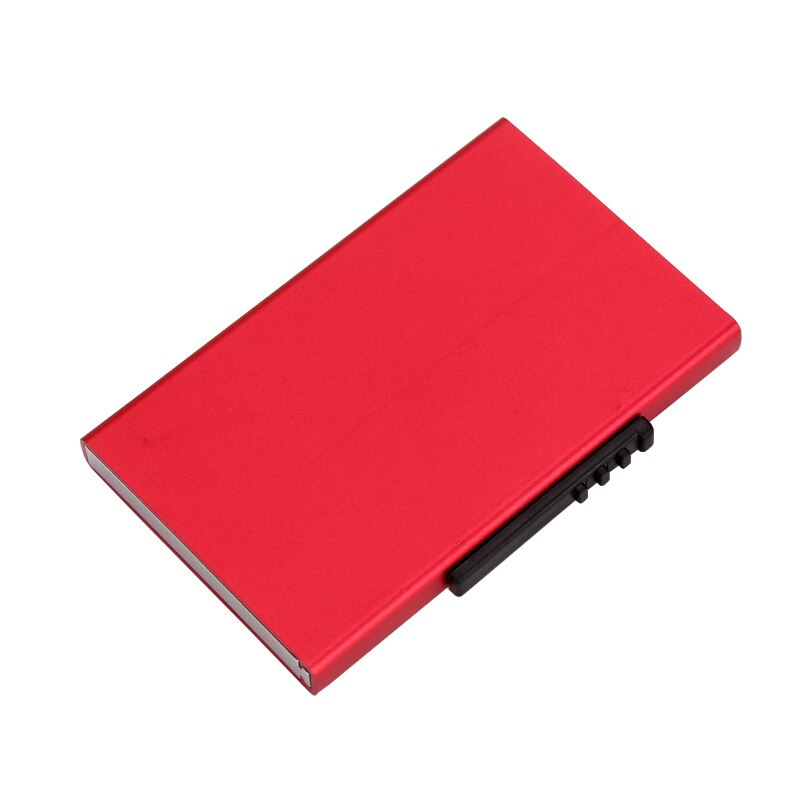 Style Card Id Holders Aluminum Wallet Pocket ID Card Holder Rfid Blocking Wallet Automatic Pop Up Credit Card Case: Red