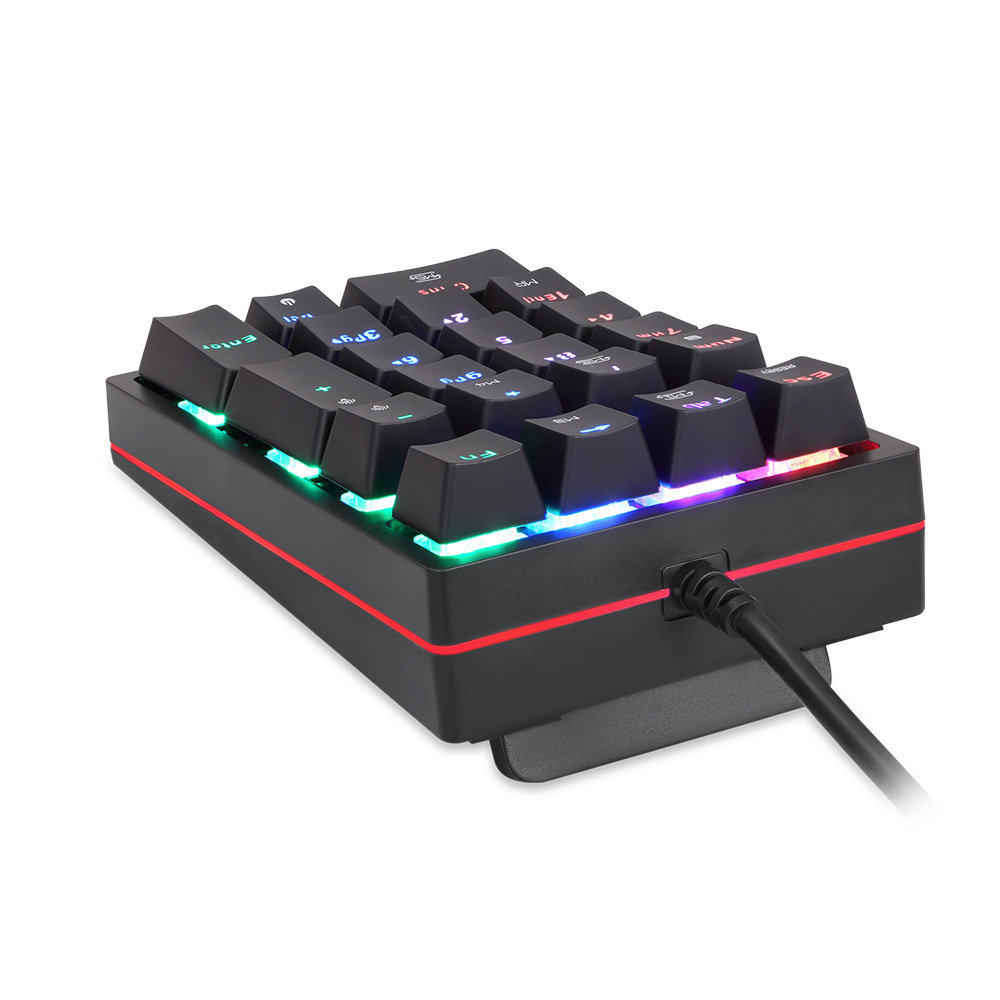 Motospeed K24 Macro Mechanical Numeric Keypad Wired 21 Keys RGB Backlight Numpad Gaming Keyboard Red Blue Switch For PC Notebook