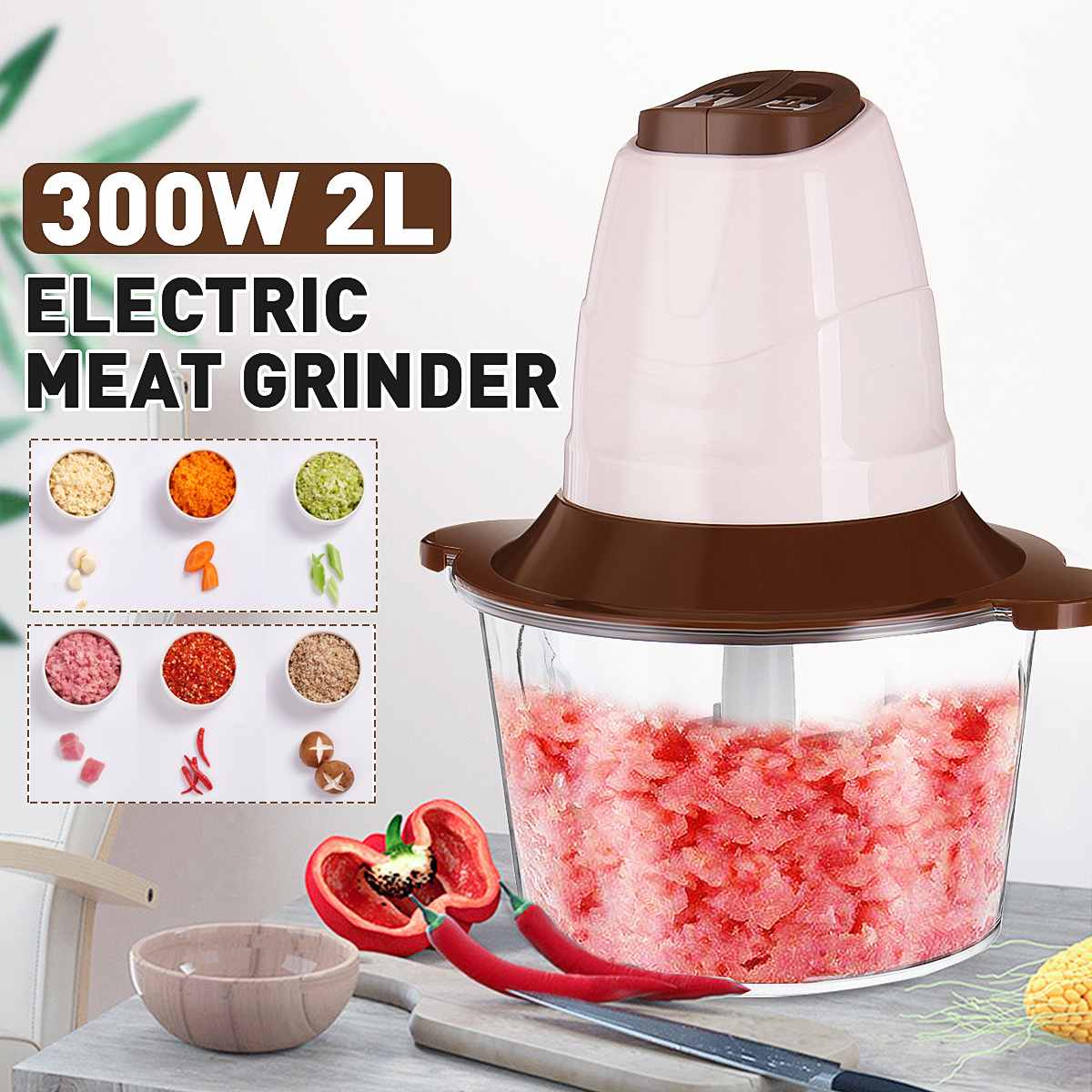 2L 300W elektryczny maszynka robić mielenia mięsa maszynka do mięsa nadziewarka robić kiełbasy wypełniacz ze stali nierdzewnej owoce warzywa czosnek cebula urządzenie robić siekania żywności maszyna