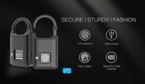 Smart Keyless Door Lock Fingerprint Padlock Biometric Waterproof Electronic Anti-theft Lock