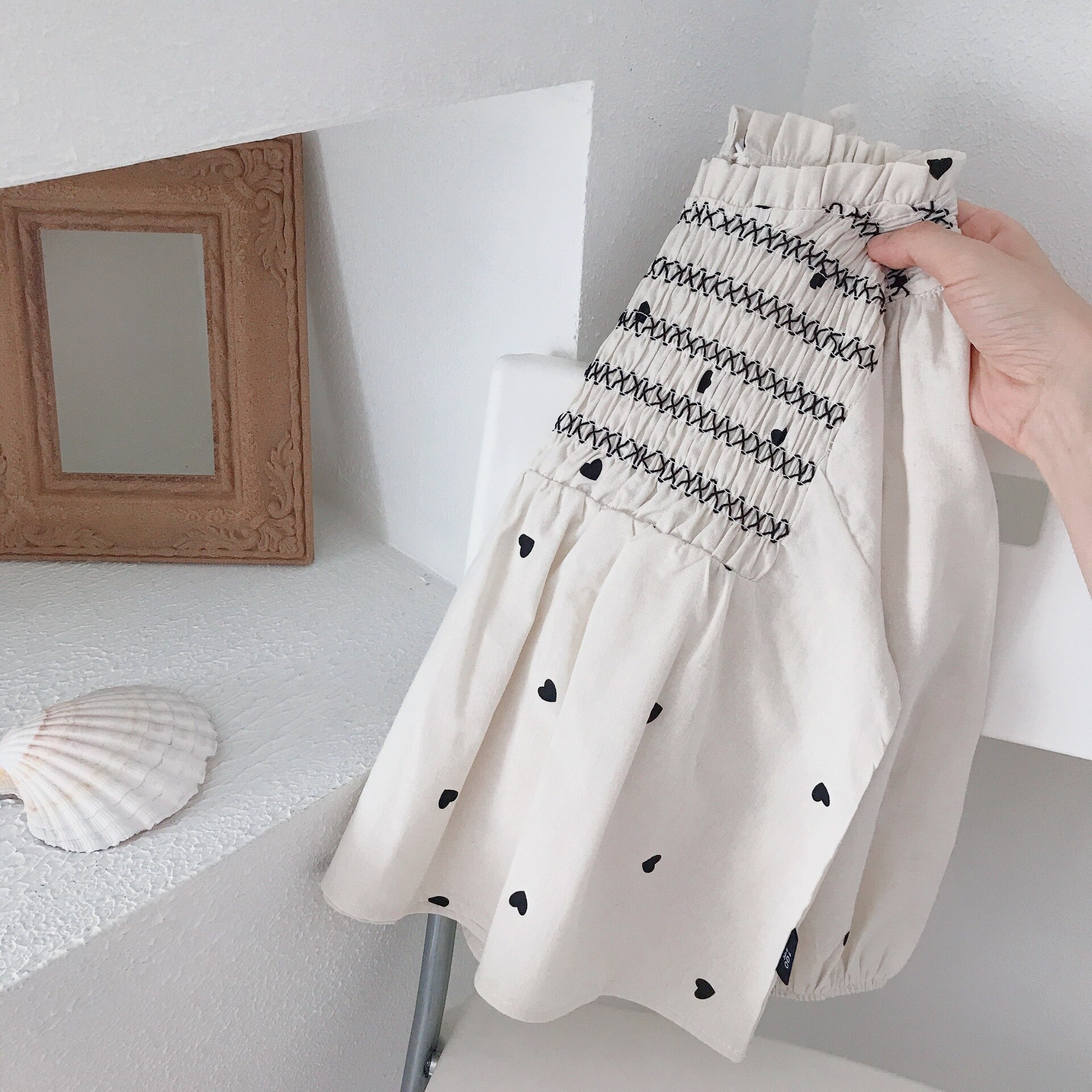 Camicette di cotone a maniche lunghe per ragazze a maniche lunghe autunno 2021 nuove camicette di Design coreano per bambini
