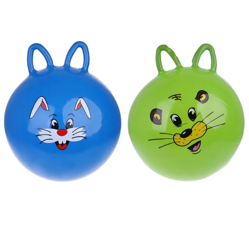 1Pc 18" Cat Ear Inflatable Jump Ball Hopper Bounce Retro Ball With Handle Baby Toy