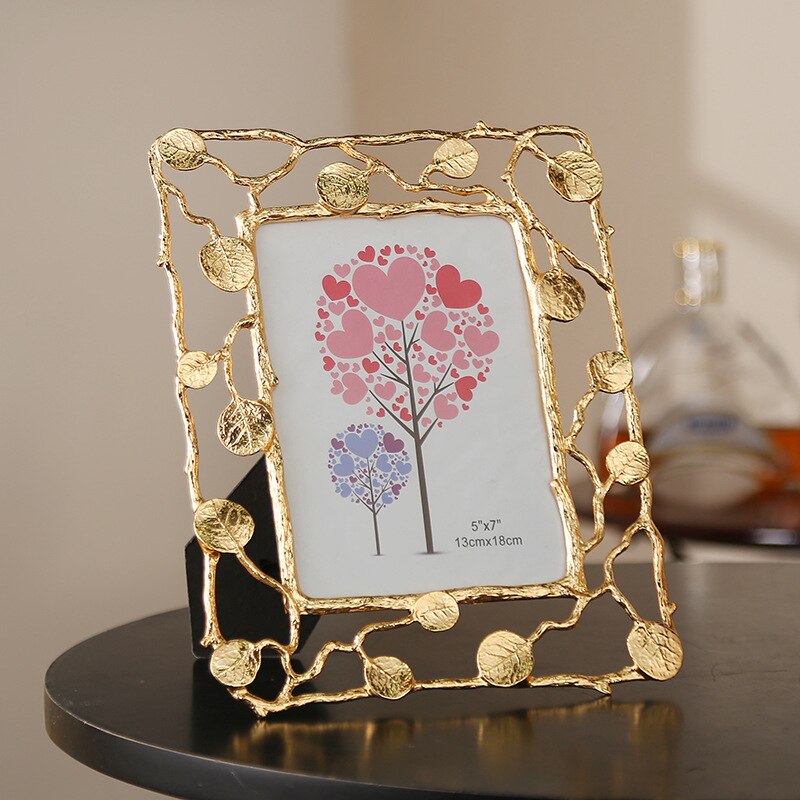 1PCS Northern Europe Photo Frame European Style Retro Gold Ginkgo Leaves 6 Inch 7 Inch Picture Frames