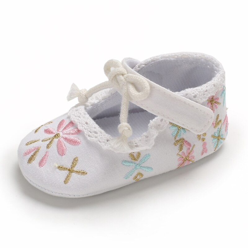 Pasgeboren Schoenen Baby Meisje Baby Katoenen Stof Selling Goedkope Katoen 0-2 Jaar Meisje Schoenen Babyschoenen Peuter meisje: WHITE / 0-6 months