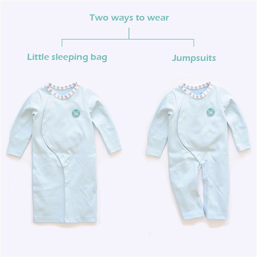 Pasgeboren Baby Dwarsliggers Met Wanten 0-12 Maanden Baby Meisjes Robe Jumpsuit Voor Pasgeboren Jongens Twee Manieren Te Dragen pyjama Gown