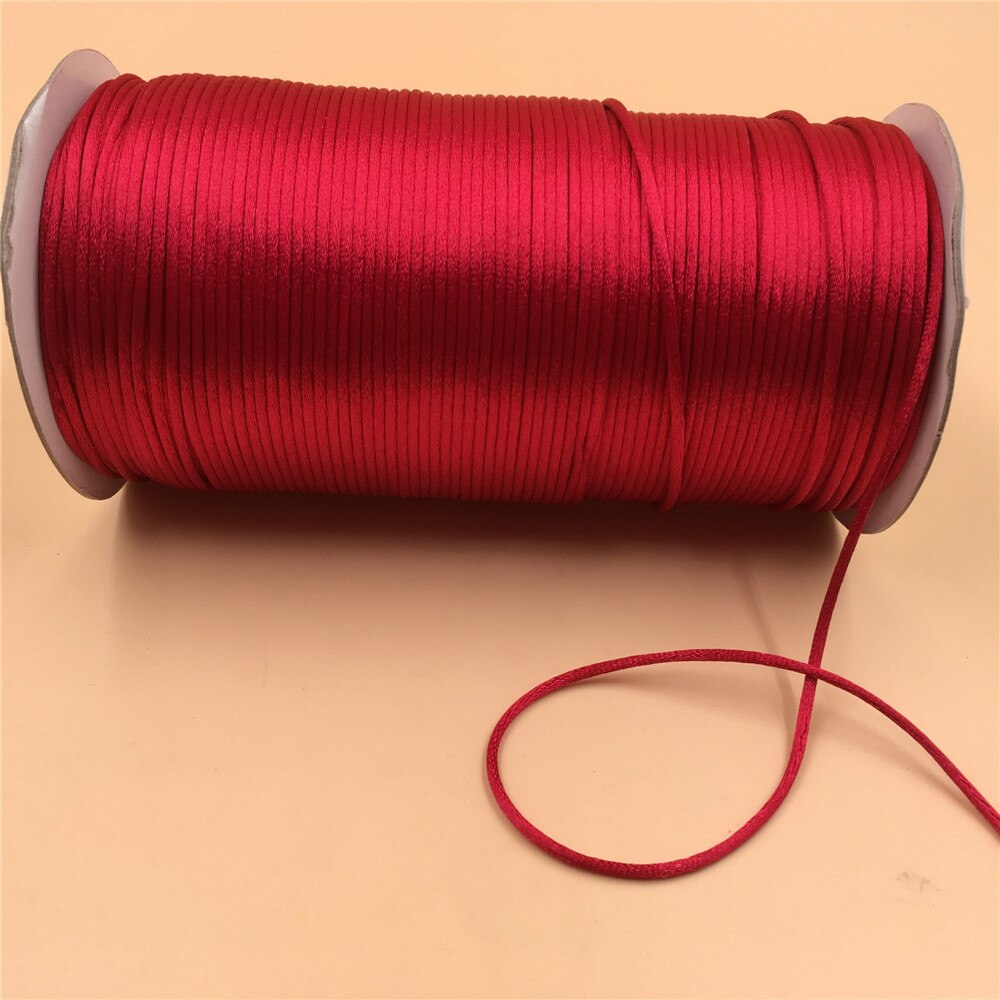 2mm Red Satin Cord Thread Chinese Knot Macrame Cord Bracelet Braided String DIY Tassels Beading Thread 10meters loose lot