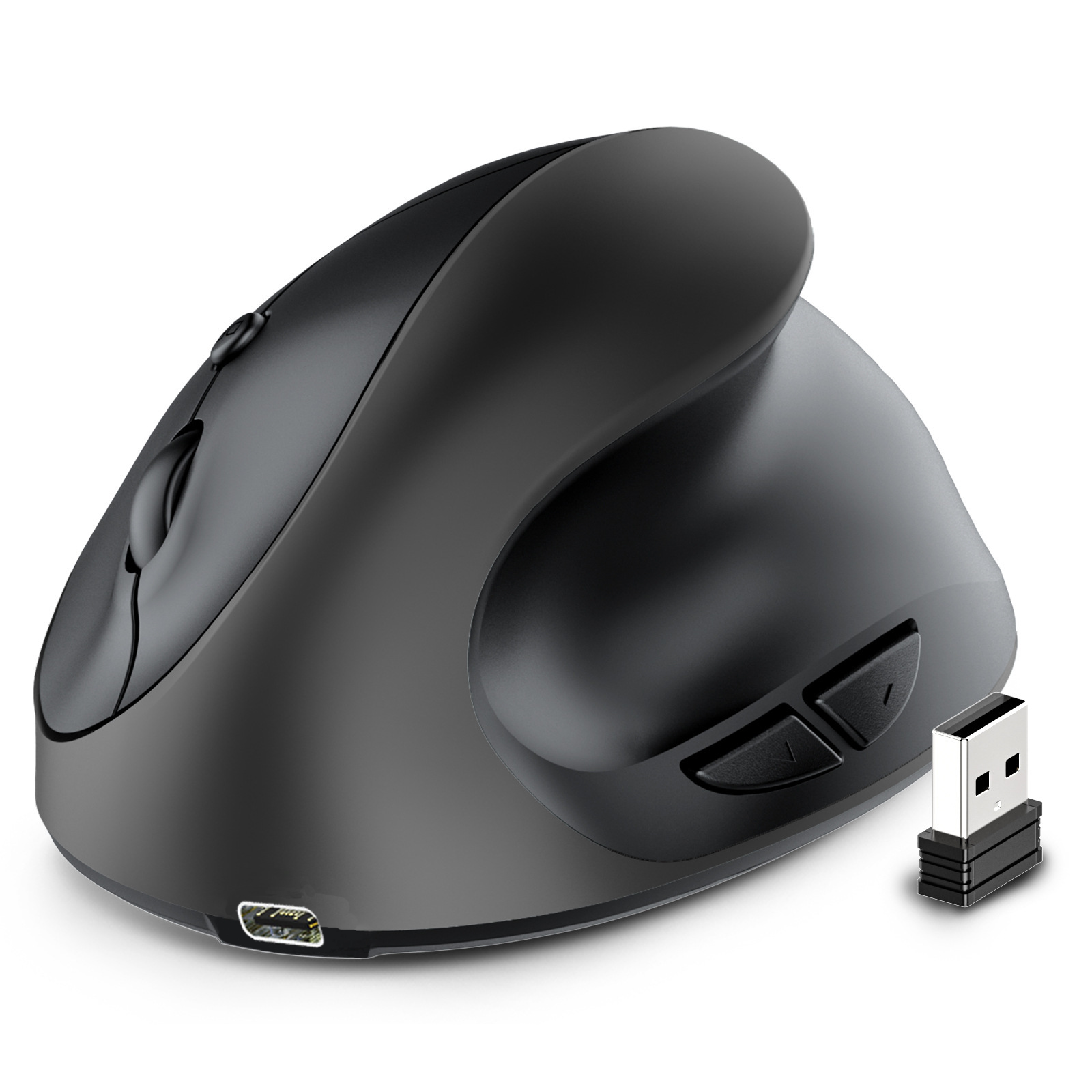 Jomaa wiederauf ladbare vertikale Maus drahtlose USB 2,4g rechte Hand ergonomische Mäuse für Computer Laptop Gaming-Maus: Black