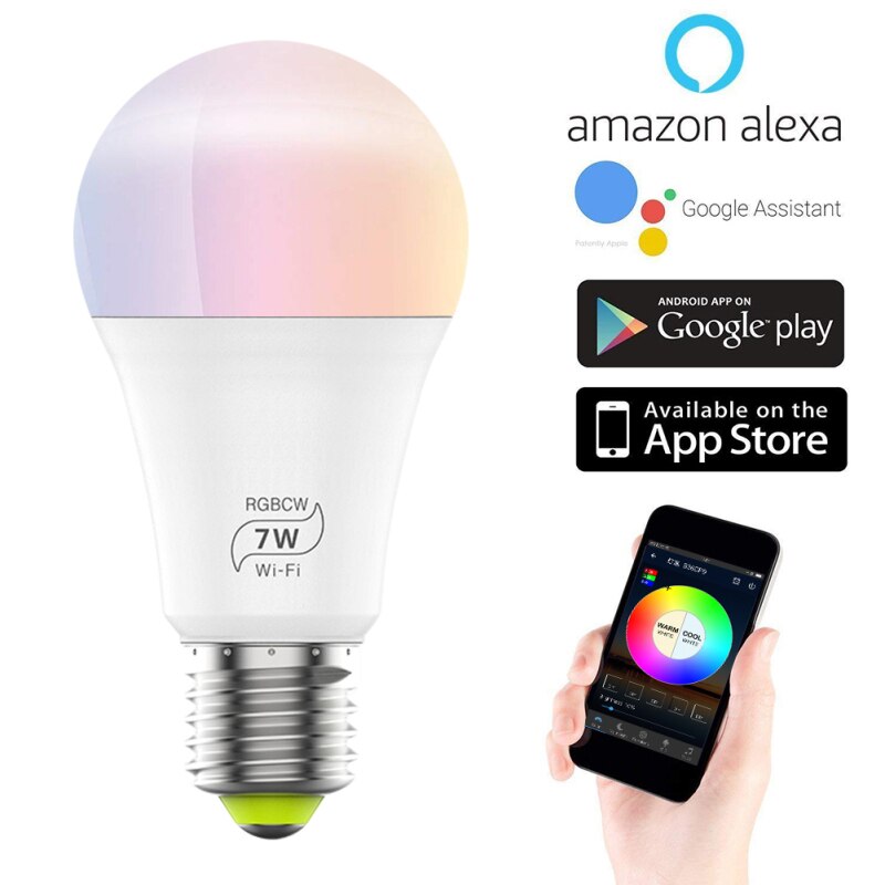E27 Wifi Smart LED Bulb Intellegent Warn Lighting Dimmable LED Lamp App Control Work With Alexa Google Assistant Remote Control