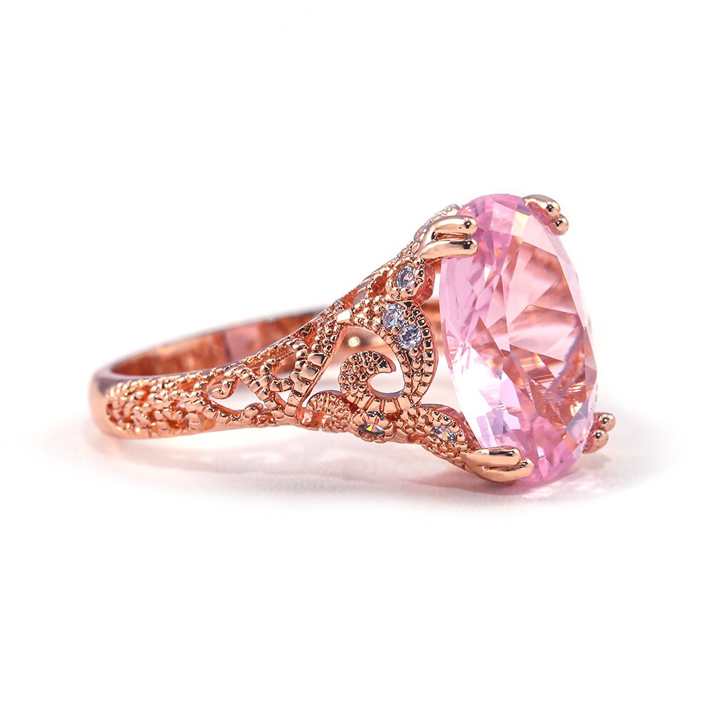 CAOSHI Hollow Pattern Design anello Color oro rosa anello rosa chiaro singolo CZ pietra delicata gioielli di fidanzamento per le donne vendita calda