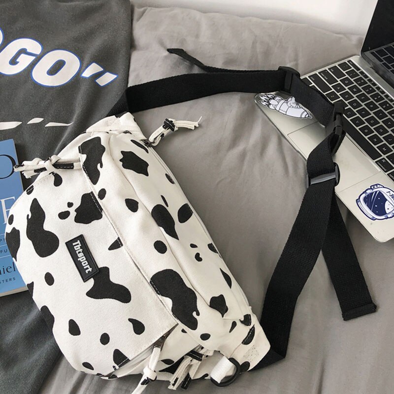 Pochete unissex de grande capacidade, bolsa de peito fashion, zebra, mensageiro, ambiente externo, cinto grande, pochete: Cow Waist bag