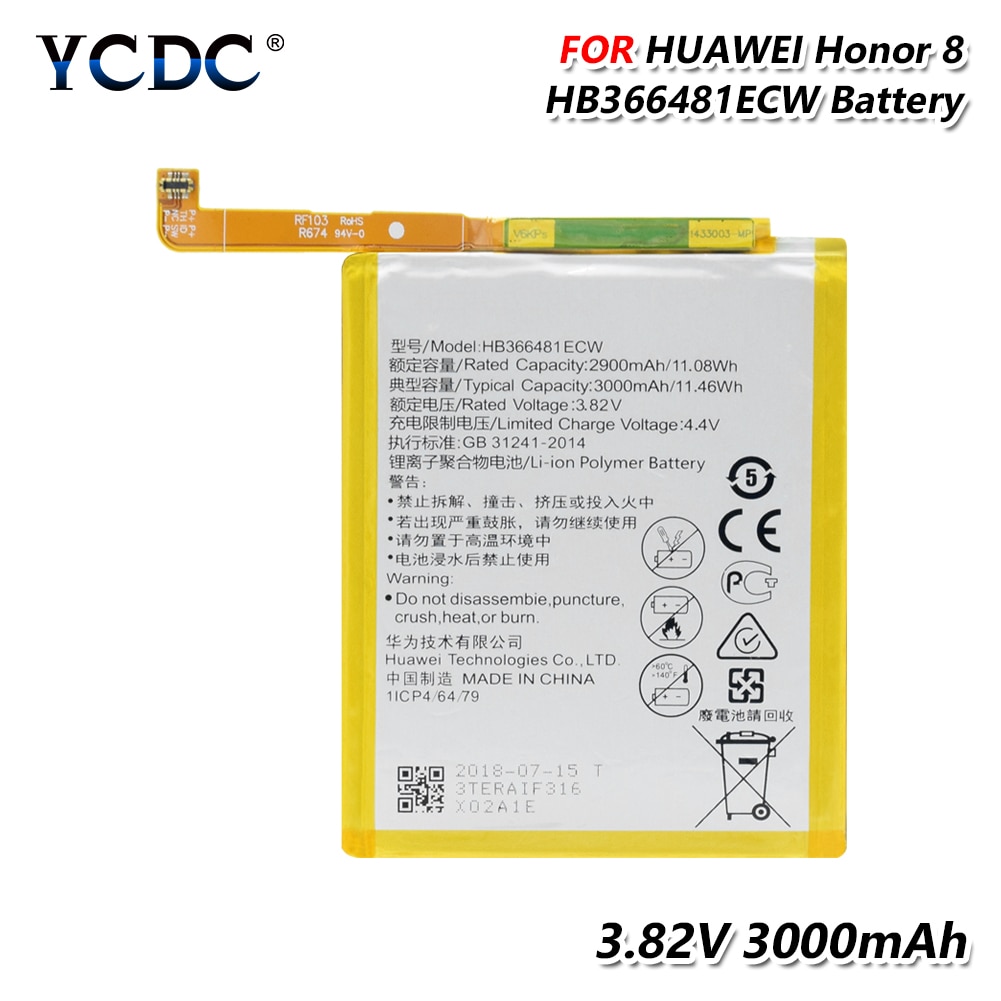 Batterie Lithium HB366481ECW pour Huawei P9 P9 Lite G9 Lite Honor 5C Honor 8 li-po batterie de remplacement pour téléphone