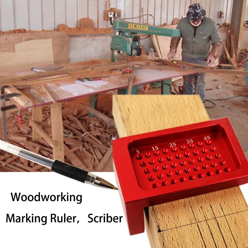 Aluminium Alloy T-Ruler Woodworking Metal Scriber Ruler Cross holes Joiner T Square Marking Gauge For Carpenters T50