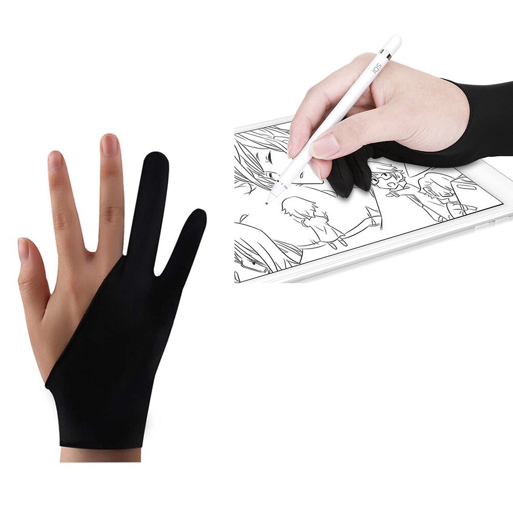 To-finger mitte kunstner anti-touch handske til tegning af tablet højre og venstre handske antifouling til ipad skærmbræt