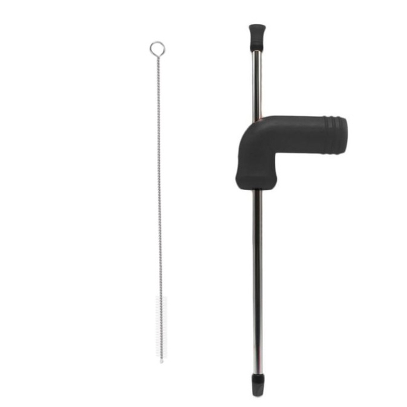 Beer Snorkel Double-Layer Beer Snorkel Bar Tools Straight Straw Style Beer Dispenser with Cleaning Brush: BLACK