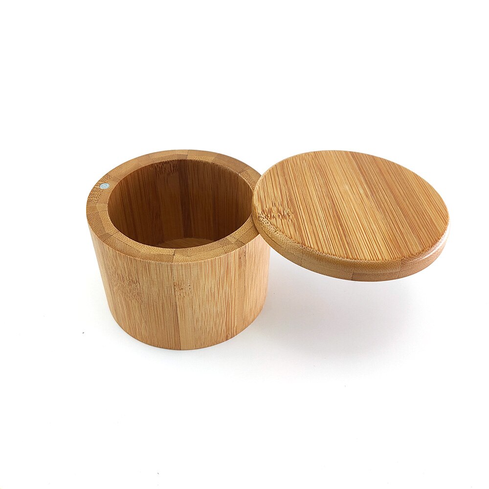 Bamboe Ronde Zout Doos Met Magneet Keuken Bamboe Pot Bamboe Kan Bamboe Container Gebruikt Voor Thee Of Koffie Of Suiker