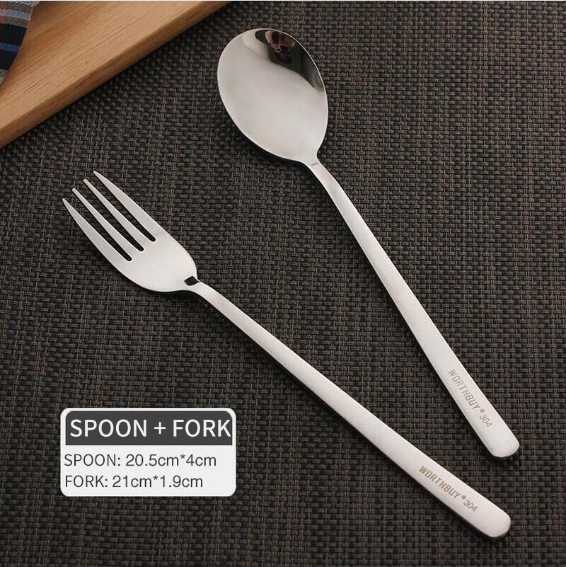 WORTHBUY 2 Pcs/Set Korean Dinner Spoon 304 Stainless Steel Long Handle Soup Table Spoon Restaurant Kitchen Serving Spoon Set: Default Title