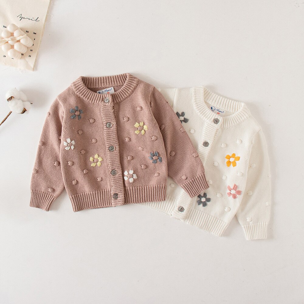 2022 Mode Herfst Baby Meisjes Knit Bovenkleding Pasgeboren Baby Jongens Meisjes Bloemen Vest Kids Kinderen Katoenen Trui