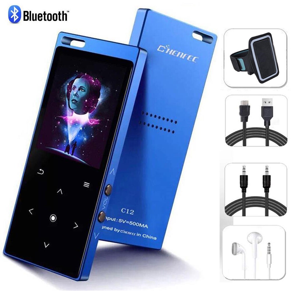 Mp4 -afspiller bluetooth 4.1 indbyggede højttaler touch-knap  mp3 mp4 musikafspiller med fm-radio, optager, understøtter sd-kort op  to 128gb