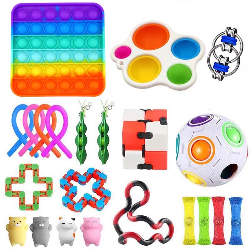 Fidget Toys Sensory Anti Stress Toy Set Figet Antistress Relief Autism Anxiety Bubble for Kids Adults: F