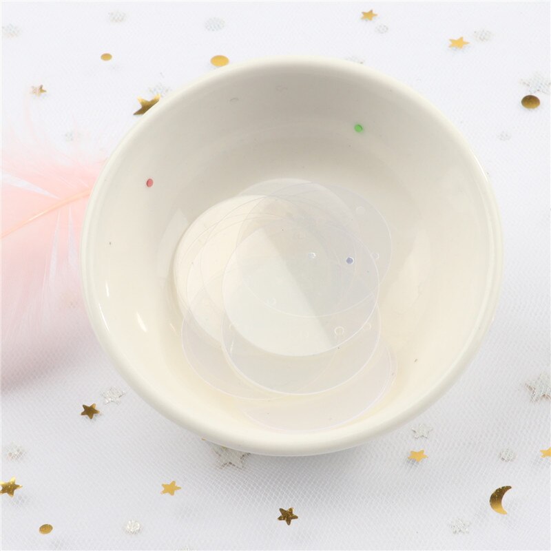 Transparent Sequin 60pcs 25mm Large Round Sequins PVC Loose Sequins Paillettes Sewing Craft For Wedding Decoration 1 Side Hole: White Transparent