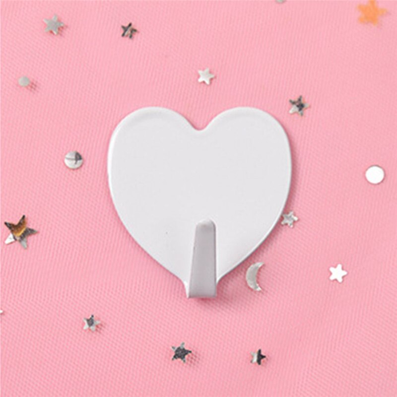 Gancho de Metal en forma de corazón para pegar en la pared, gancho adhesivo fuerte para cocina, sin rastro, para pegar en la puerta,: milk white