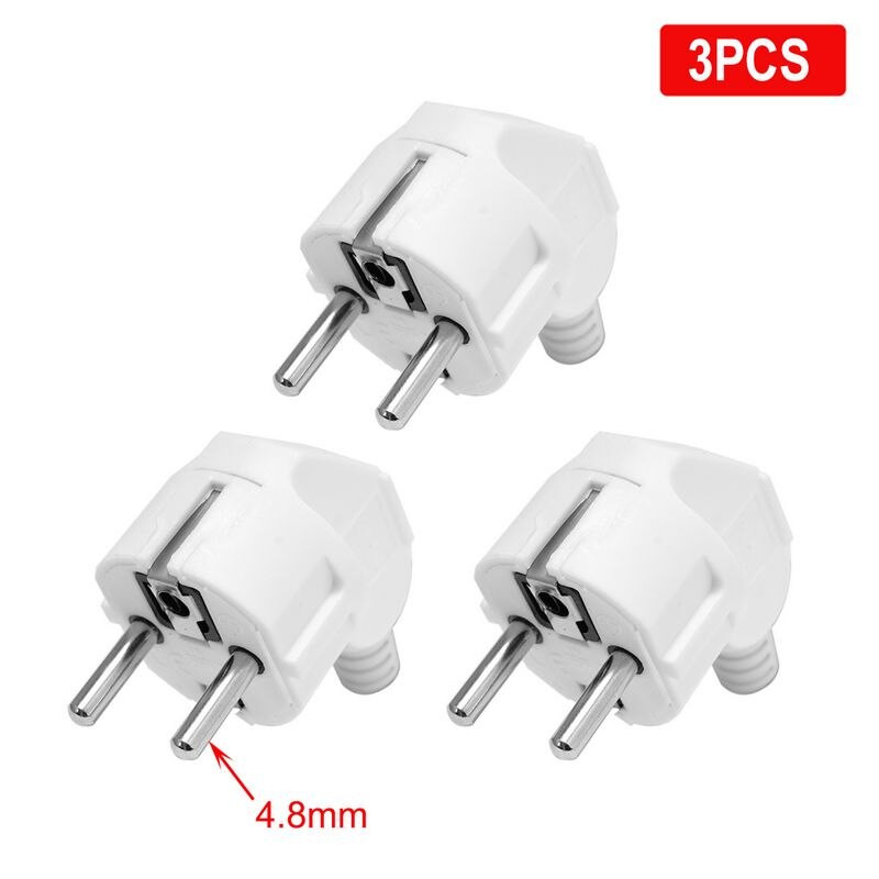 5 stuks eu-herbedradingsstekkeradapters  eu 4.8mm schuko frankrijk duitsland stroomadapters 16a 250v stopcontacten voor verlengsnoerconnector: 3 stuks wit