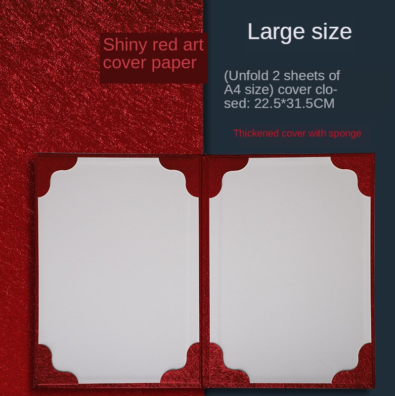 Hardcover Stamped Certificate Folder for Honor, Letter of Appointment Cover Book Trifold Education Presentation: A4 red paper