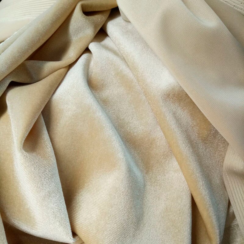 Crème zijdeachtige satijnen stof per meter polyester 150 cm breed
