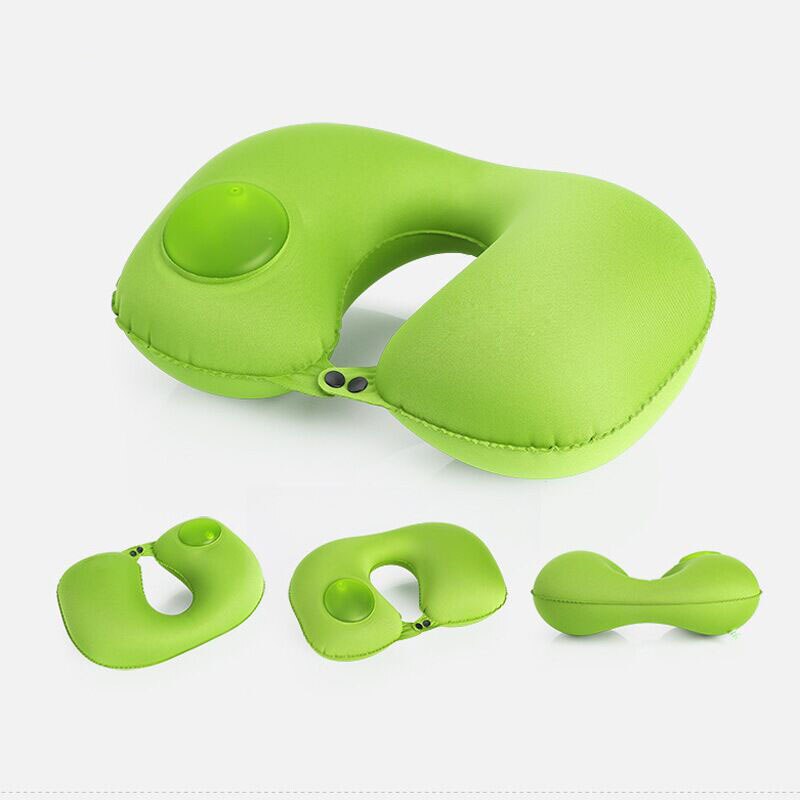 Nueva almohada de viaje TRIPNUO, portátil, suave, en forma de U, para coche, avión, cojín inflable para cuello, accesorios de viaje, protección: Green