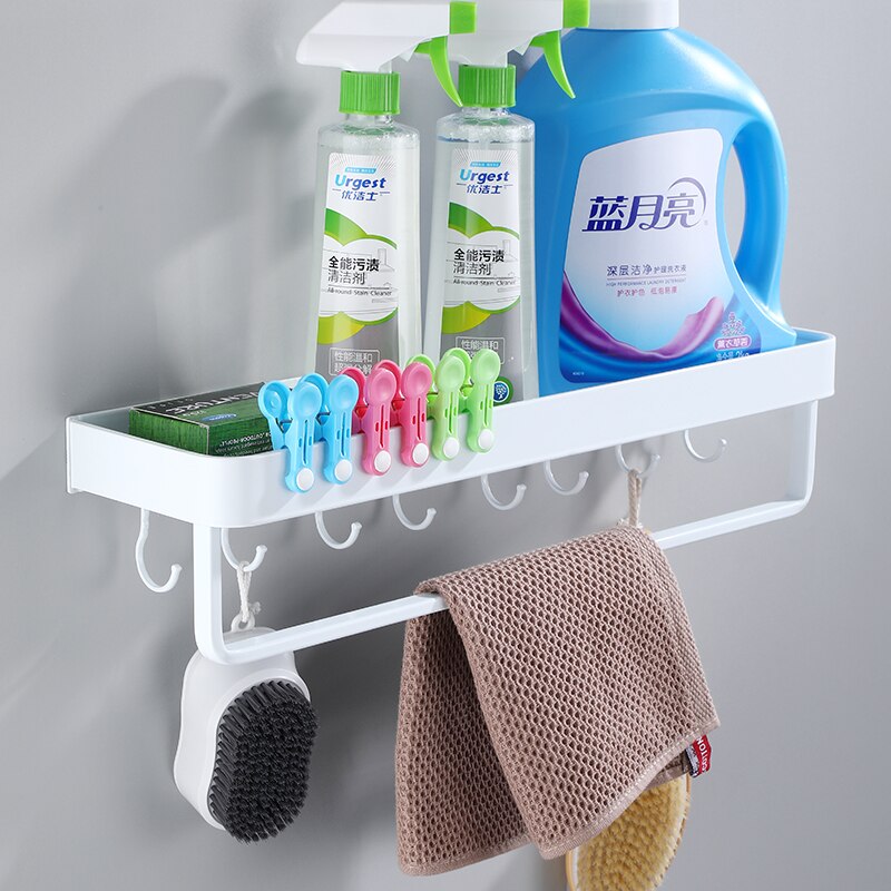 Witte Ruimte Aluminium Badkamer Planken Enkele Tier Rack Shampoo Plank Keuken Plank Badkamer Rack