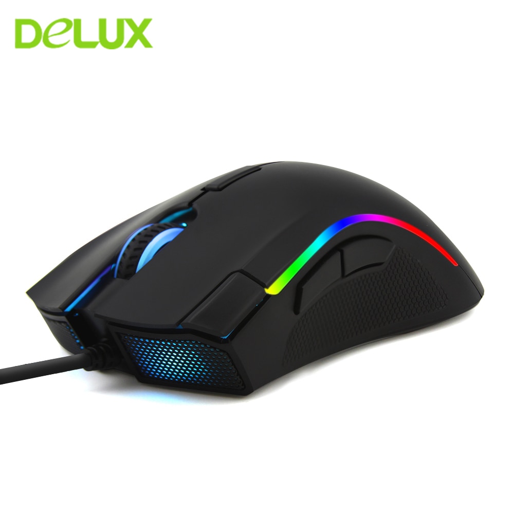 Delux M625 Wired Gaming Mouse Game Sensor A3050 PMW3360 Max to 24000 DPI RGB Colorful Backlit For PC Laptop Desktop