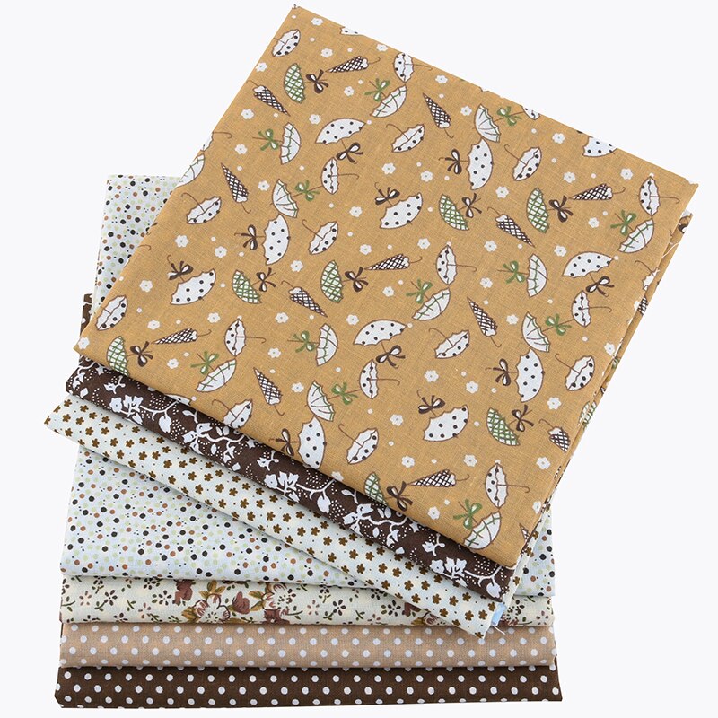 Nanchuang 7pcs/Lot Coffee Thin Cotton Fabric Low Density Patchwork Cloth DIY Handmade Sewing Tissue Needlework Pattern 50x50cm