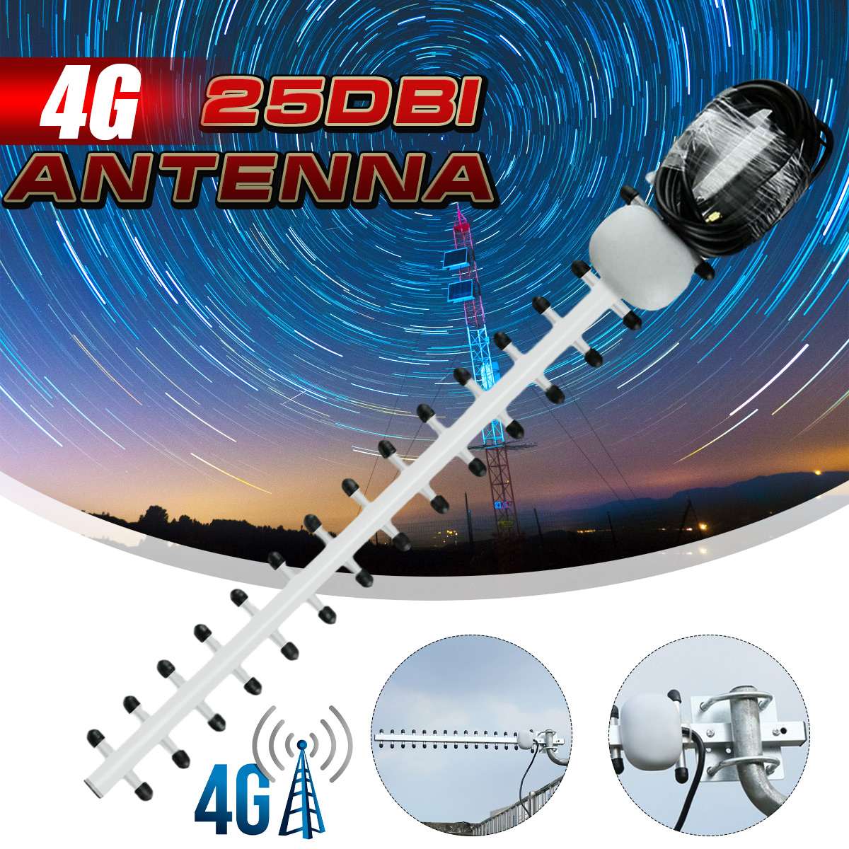 Antenne Yagi 4G Exterieur LTE SMA mâle haut Gain WiFi Antenne extérieure amplificateur directionnel Modem RG58 1.5m câble