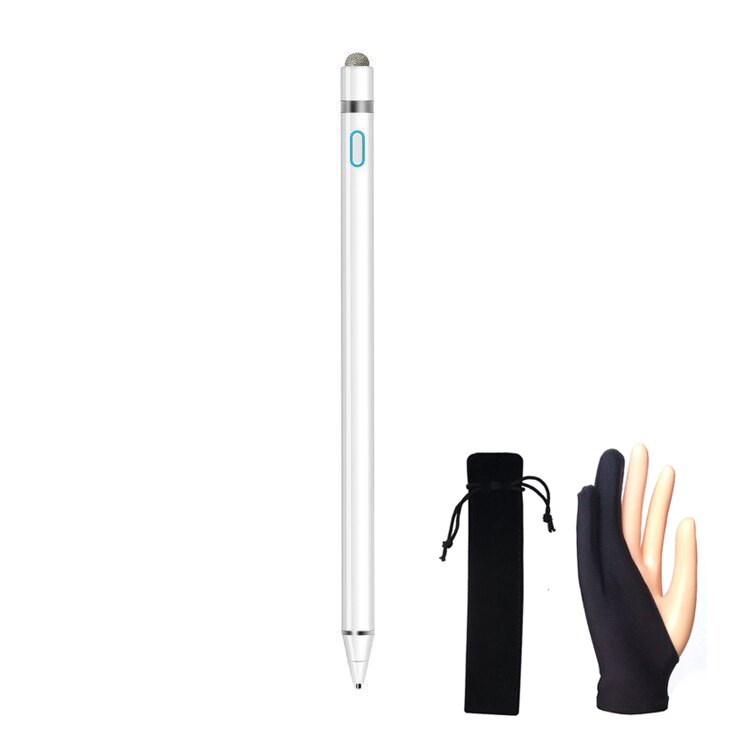 Universal for Apple Pencil iPad Touch Screen Pen Capacitive Stylus Smart Capacitive Pencil Touch Pen for IOS/Android Phone: White add Gloves