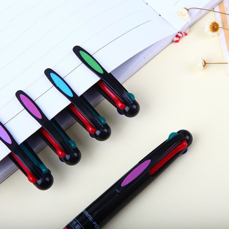 4PCS/Set 0.7mm MultiColor Pen Fine Point 4in1 Colorful Retractable Ballpoint Pen Multifunction Pen Office Student Ball Point Pen